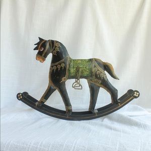 Vintage Hand painted Metal Rocking Horse made in India